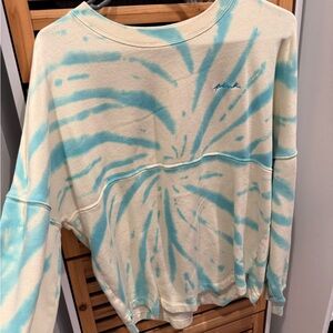 Victoria's Secret Cream and Blue Tie-Dye Sweater